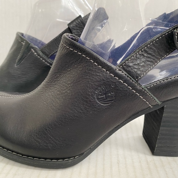 Timberland Women's Size 8 Earthkeeper Slingback Mule Heel Black Leather Shoes - Picture 2 of 6